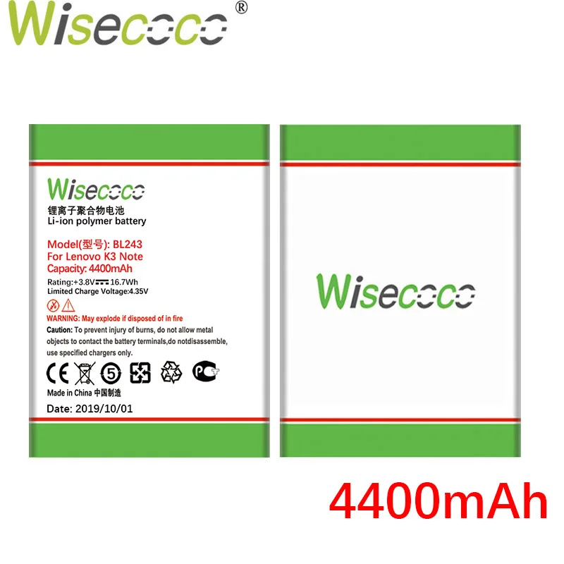 WISECOCO 4400 мАч BL243 батарея для lenovo K3 Note K50-T5 K50-T3S A7000 A5500 A5860 A5600 A7600 мобильный телефон+ номер отслеживания