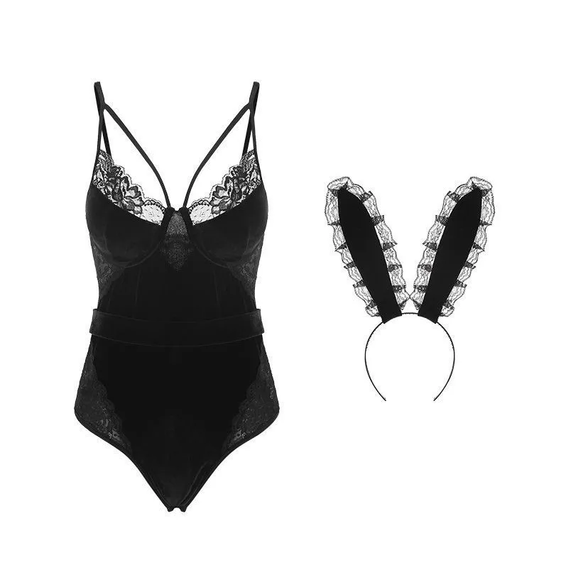 

Pajamas Lingerie Porno Bodysuit Sexy Erotic Erotic Girl Nightwear Temptation Perspective Backless Rabbit Hollow Out Body Suits