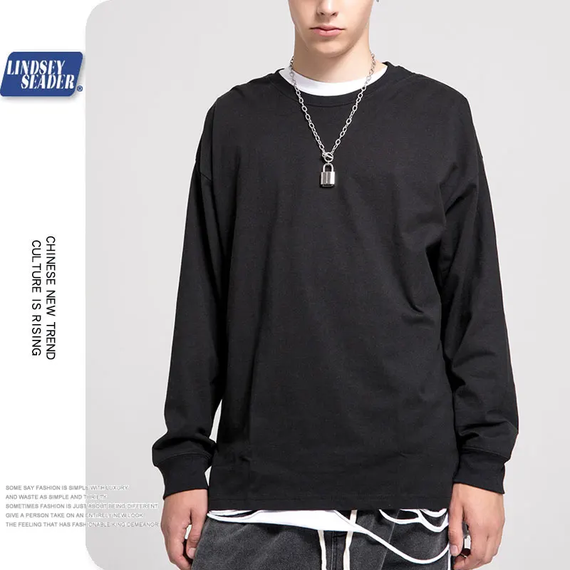 Мужские футболки с длинным рукавом сзади однотонные из хлопка Повседневная