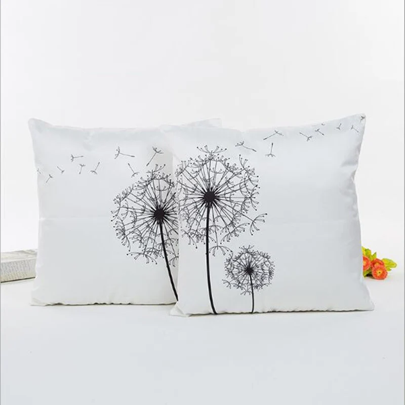 Новый дизайн Одуванчик маленькая свежая Автомобильная подушка черно белая