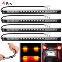 4pcs 48 led smd strip motorcycle car tail turn signal brake stop light vehicles rear view mirror arrow steering red amber lights