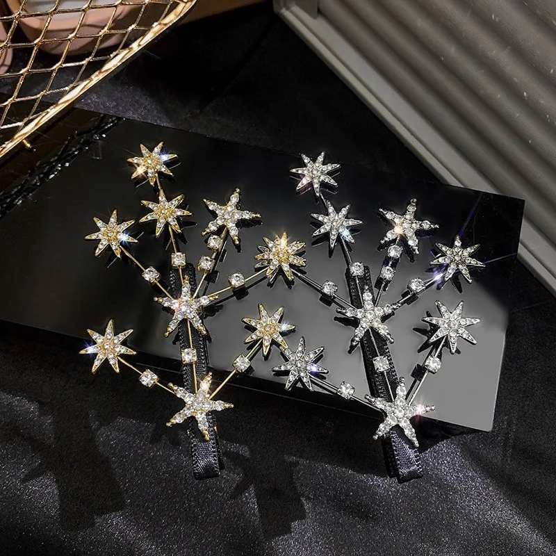 

New Women Luxury Elegant Shining Full Stars Silver Gold Hair Clips Sweet Hair Ornament Headband Hairpin Fashion Hair Accessories
