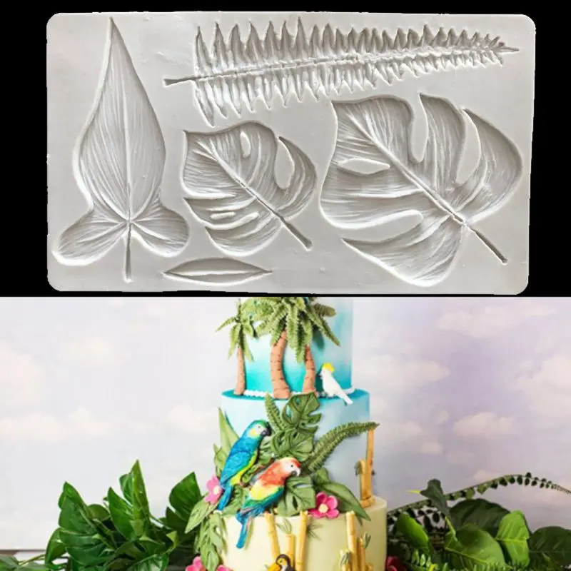 

Tropical Theme Cake Decorating Tool Palm Leaves Silicone Mold Clay Fondant Mold DIY Candy Sugar Cookies Chocolate Mold