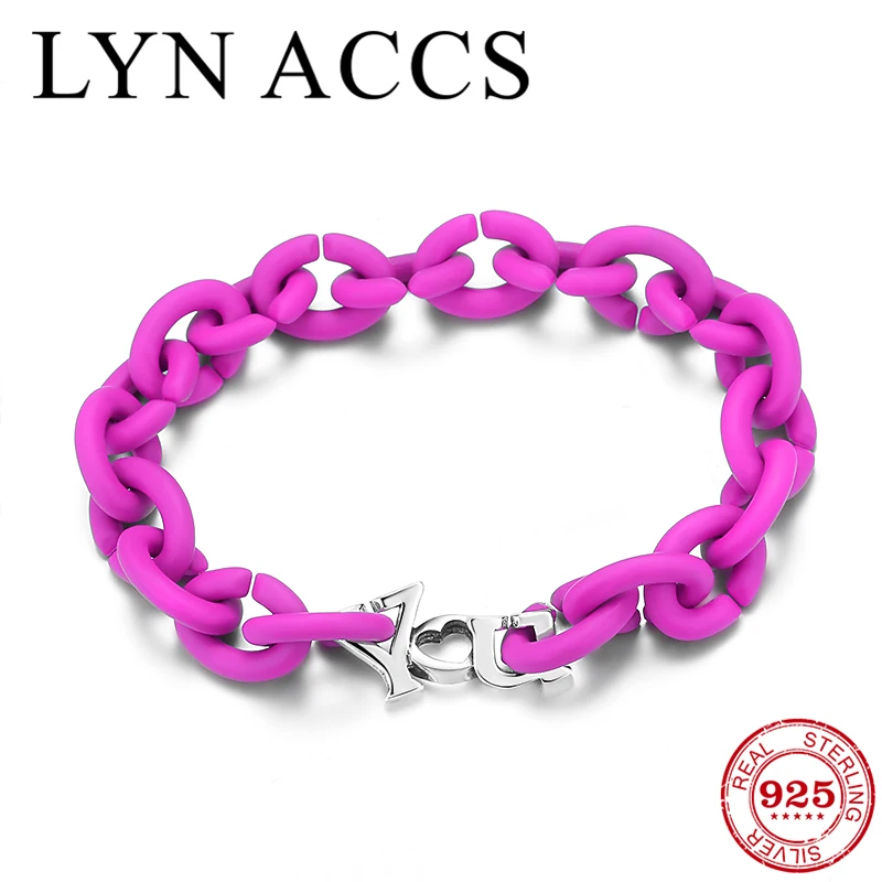 Простой индивидуальный розовый жёсткий резиновый браслет для женщин Серебряный