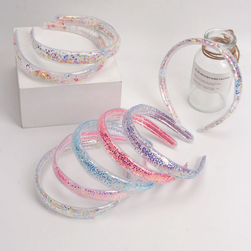 

Sequin Quicksand Повязки на голову Headband Hair Hoops Children Girls Glitter Hairband Ribbon For Baby Hair Accessories Headwear