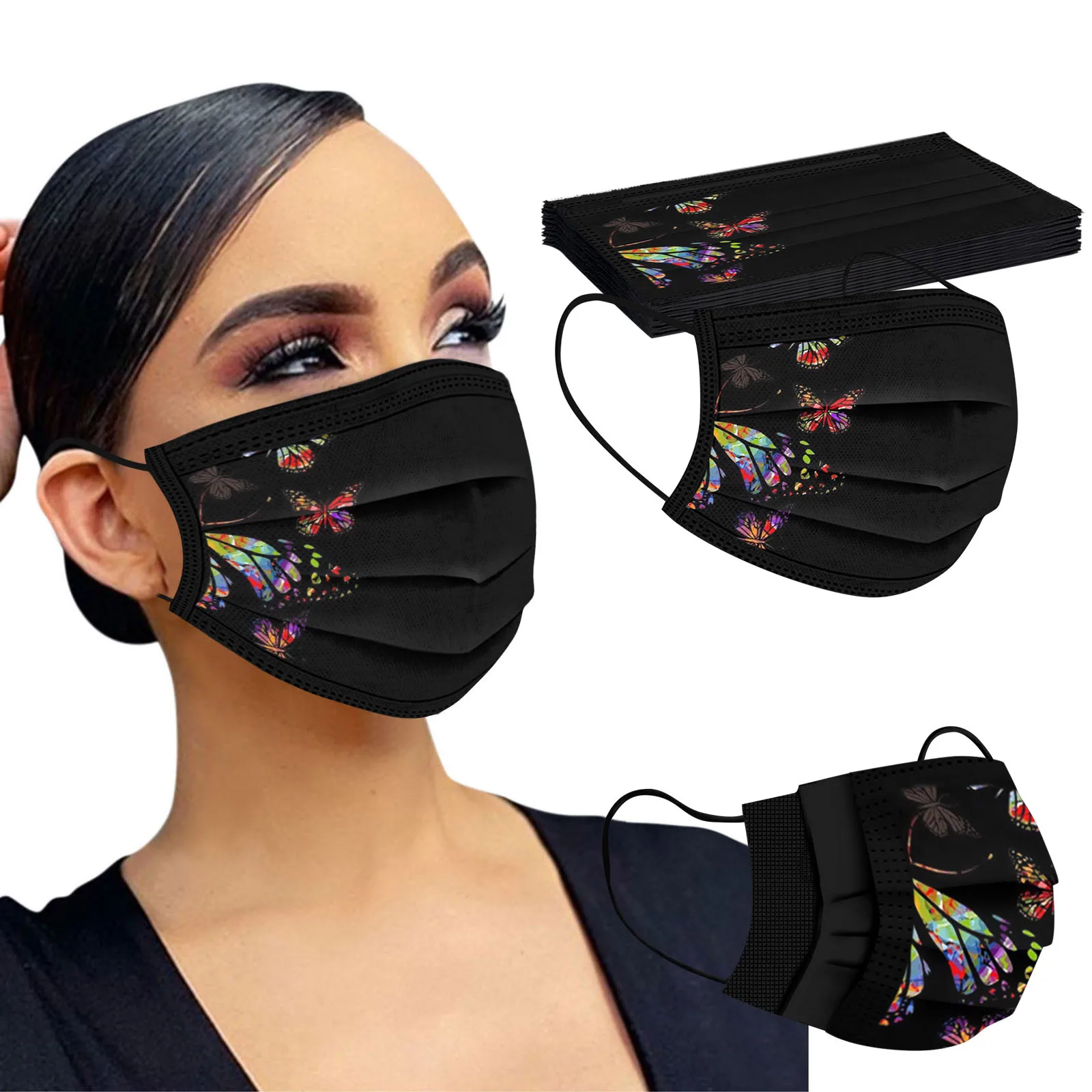 10/100 шт Косплей одноразовые Mascarilla для взрослых с модным принтом бабочкой бандана