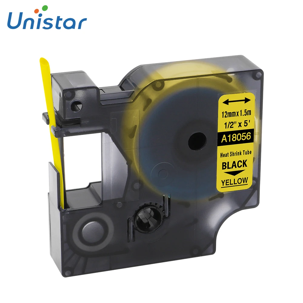 12mm Black on Yellow 18055 совместимый с dymo Rhino промышленных Термоусадочные трубки для LabelWriter и промышленных этикетировщик 18051 18052 18053 18056 18057 - Цвет: 12mm Black on Yellow