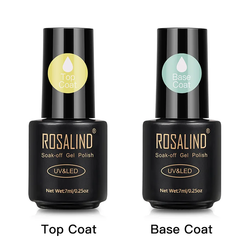 

Базовое и топовое покрытие ROSALIND 2 шт./лот, набор гель-лаков для ногтей, отверждение для УФ светодиодной лампы, Гель-лак, стойкий маникюр для ди...
