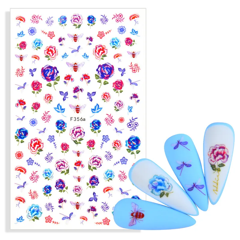 

1 Sheet 3D Nail Decals Self-adhesive Design Sticker for Nails Peony Cute Butterfly Stickers for DIY Manicure Nail Art Decoration