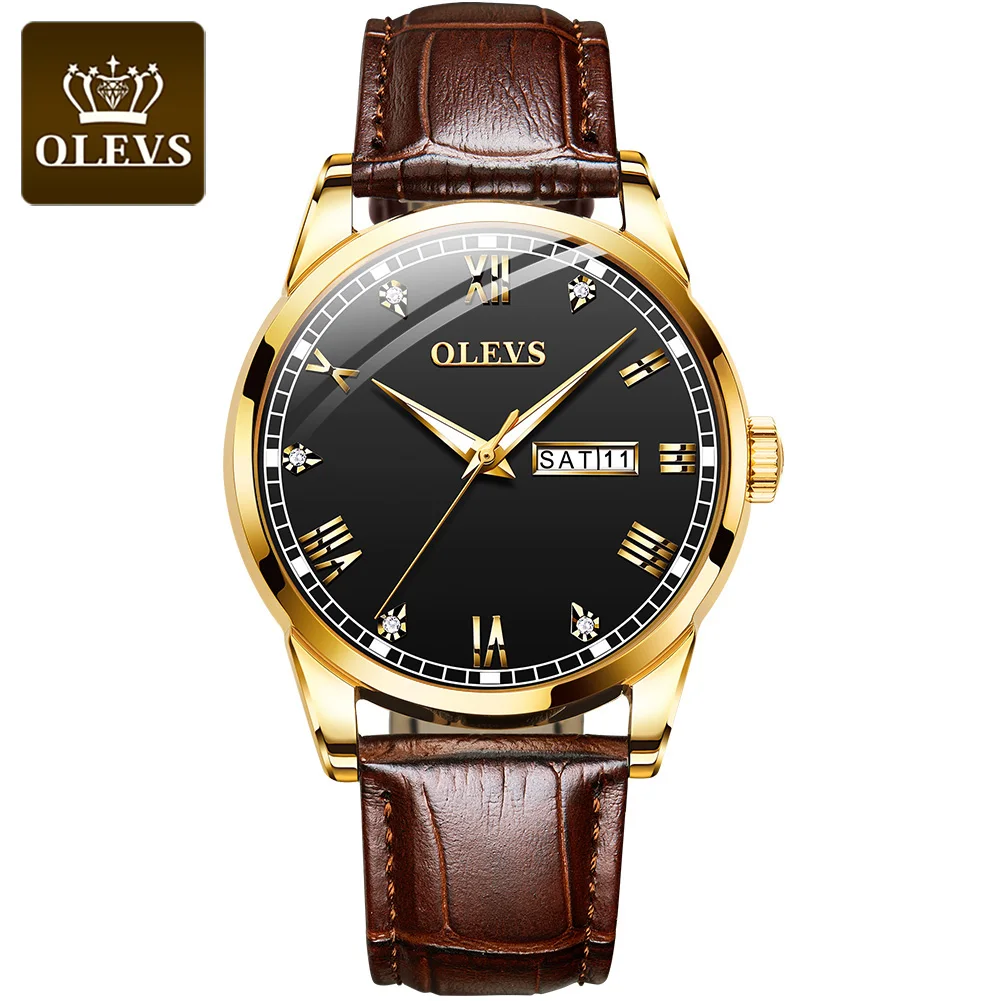 OLEVS 2020 Relogio Masculino Watches Men Fashion Sport Stainless Steel Case Leather Strap Watch Quartz Business Wristwatch Reloj