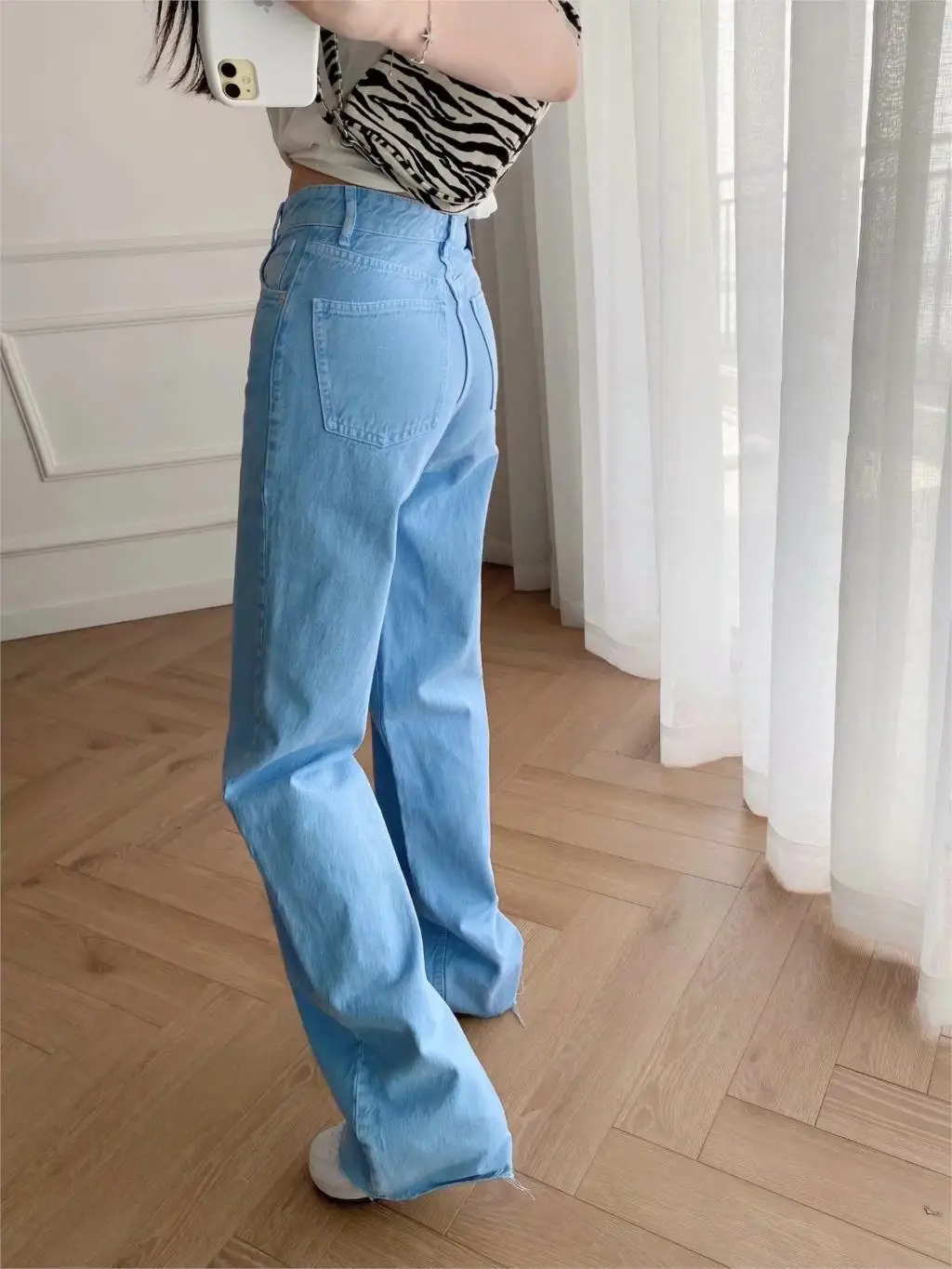 

2021 Fashion Women Candy Color Green Denim Jeans Pants Long Trousers Pockets Buttons Female Pants pink Dropshipping