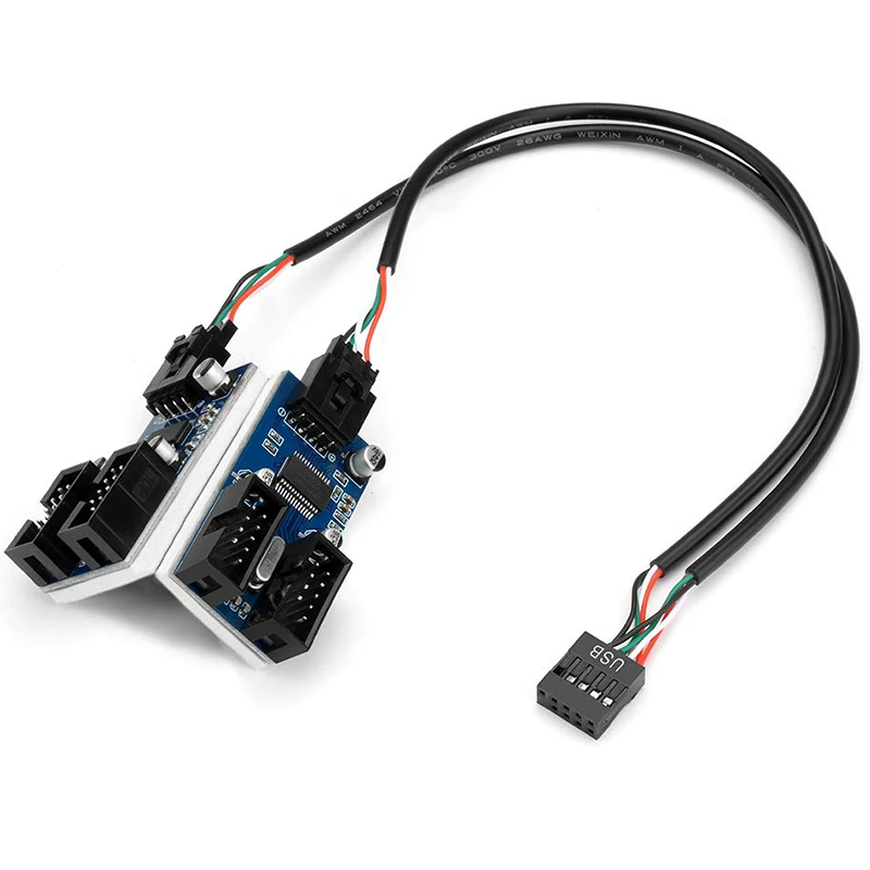 

USB 3. 0 9-контактный разъем для материнской платы 1 к 4 удлинитель разветвитель адаптер-конвертер MB USB 2,0 переходник на 4 гнезда-30 см USB