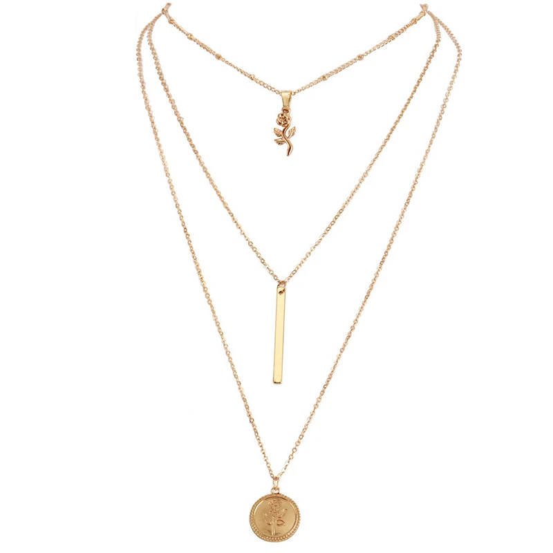 3 шт./компл. Гламурные женские ожерелья с розовым полосовым узором цепочка до