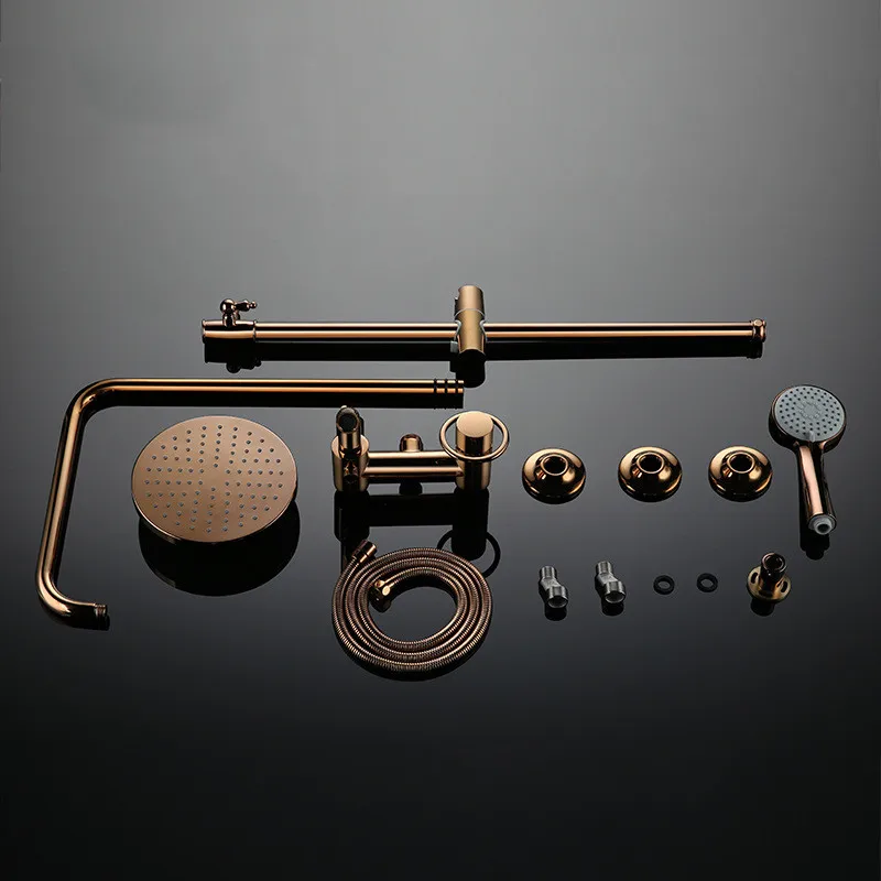 Набор для душа ванной комнаты матовый цвет розового золота латунный смеситель