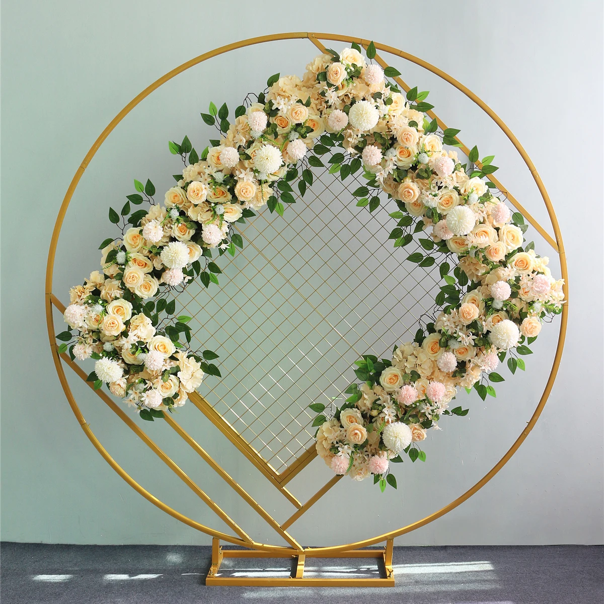 

【NEW】Circle Wedding Arch Marriage Backdrop Background Decoration Metal Creative Ring Circle Arch inner Rectangle Grid Home Party
