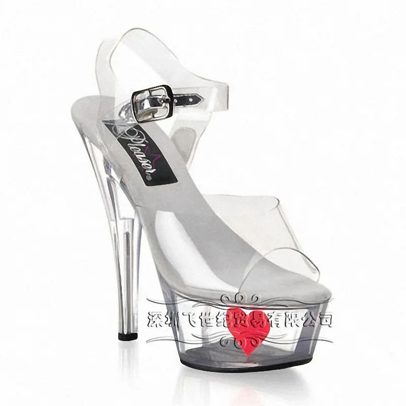 

Mclubgirl 15cm Heels New Classic Pure Patent Leather Super High Heel Fish Mouth Buckle Thin Heel Rhinestone Sexy Sandals LYP