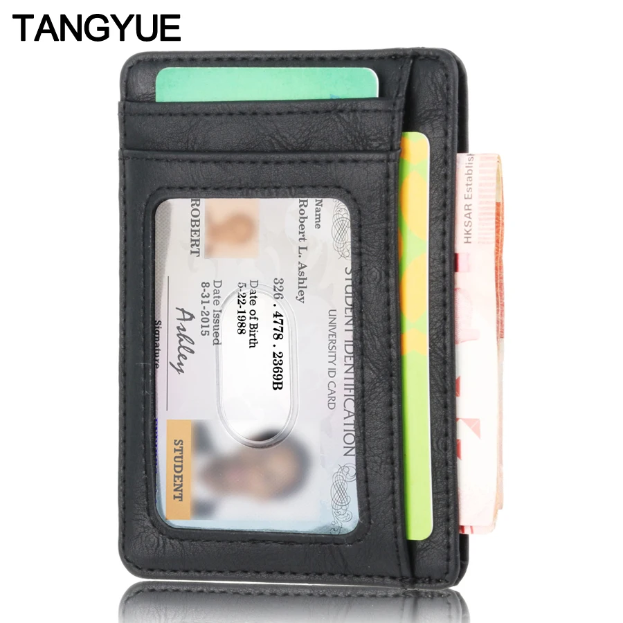 Men Women Leather ID credit Card Holder Pilot Rfid Protection Wallet Bank Cardholder Slim for Case Pocket Crazy Horse | Багаж и сумки