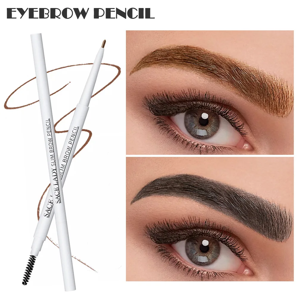 Портативный карандаш со щеточкой для бровей 4 цвета Двойные головки вращающаяся