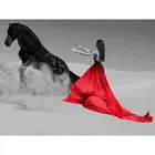 5D сделай сам, полностью квадратная, круглая, красная юбка, девушки, женщины, лошади, картины стразы, алмазная живопись, мозаичная картина, вышивка FC513