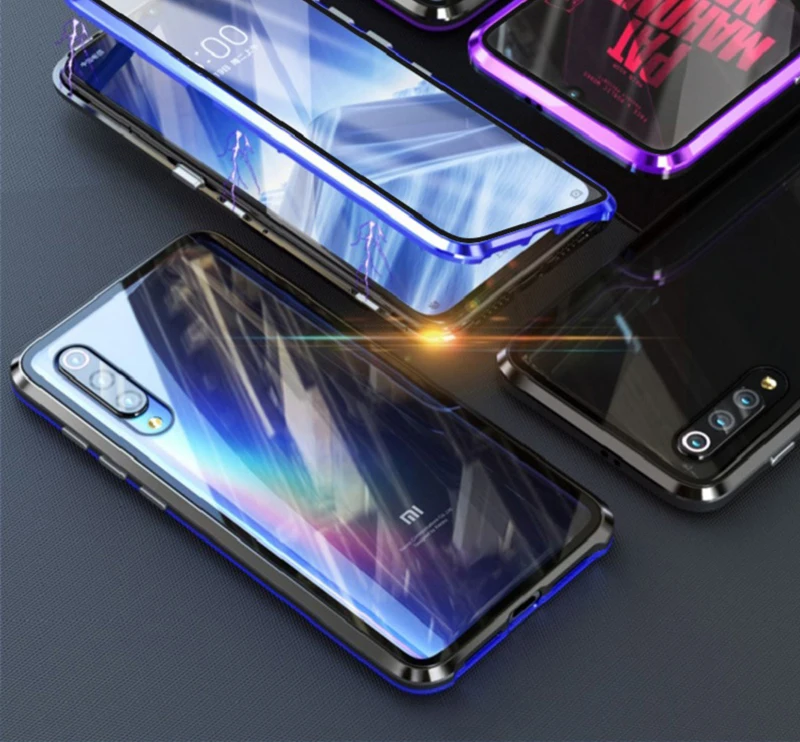 Двухстороннее закаленное стекло для Xiaomi Redmi Note 7 Note7Pro магнитное поглощение 360 чехлы для телефонов металлическая откидная задняя крышка Note7 Pro