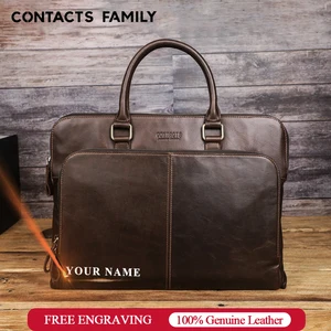 contacts family laptop bag 14 15 6 men genuine leather notebook bag for macbook air pro 15 16 computer handbag briefcase bag free global shipping