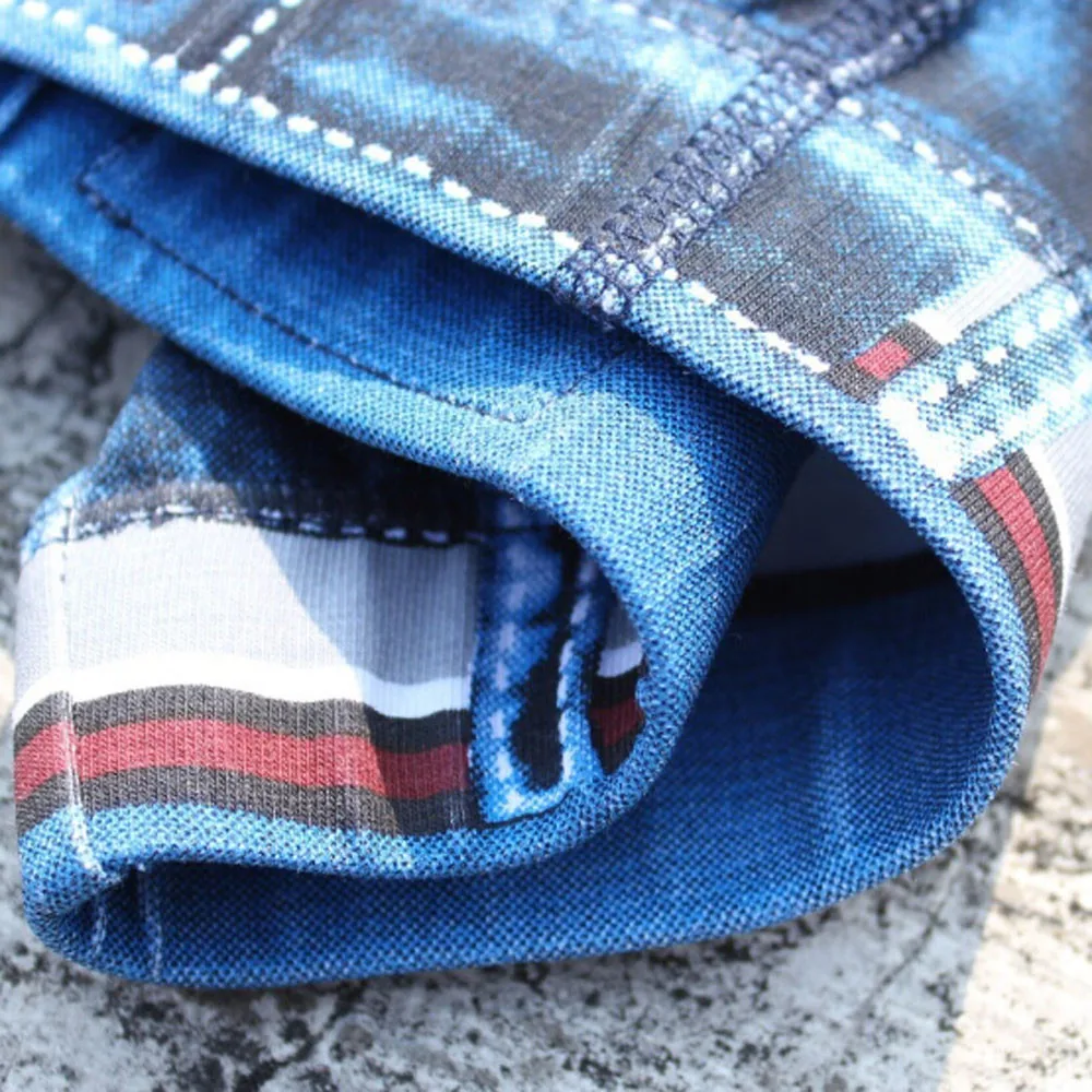 Мужское нижнее белье новинка модные джинсовые 3D три ди мужские с принтом боксеры