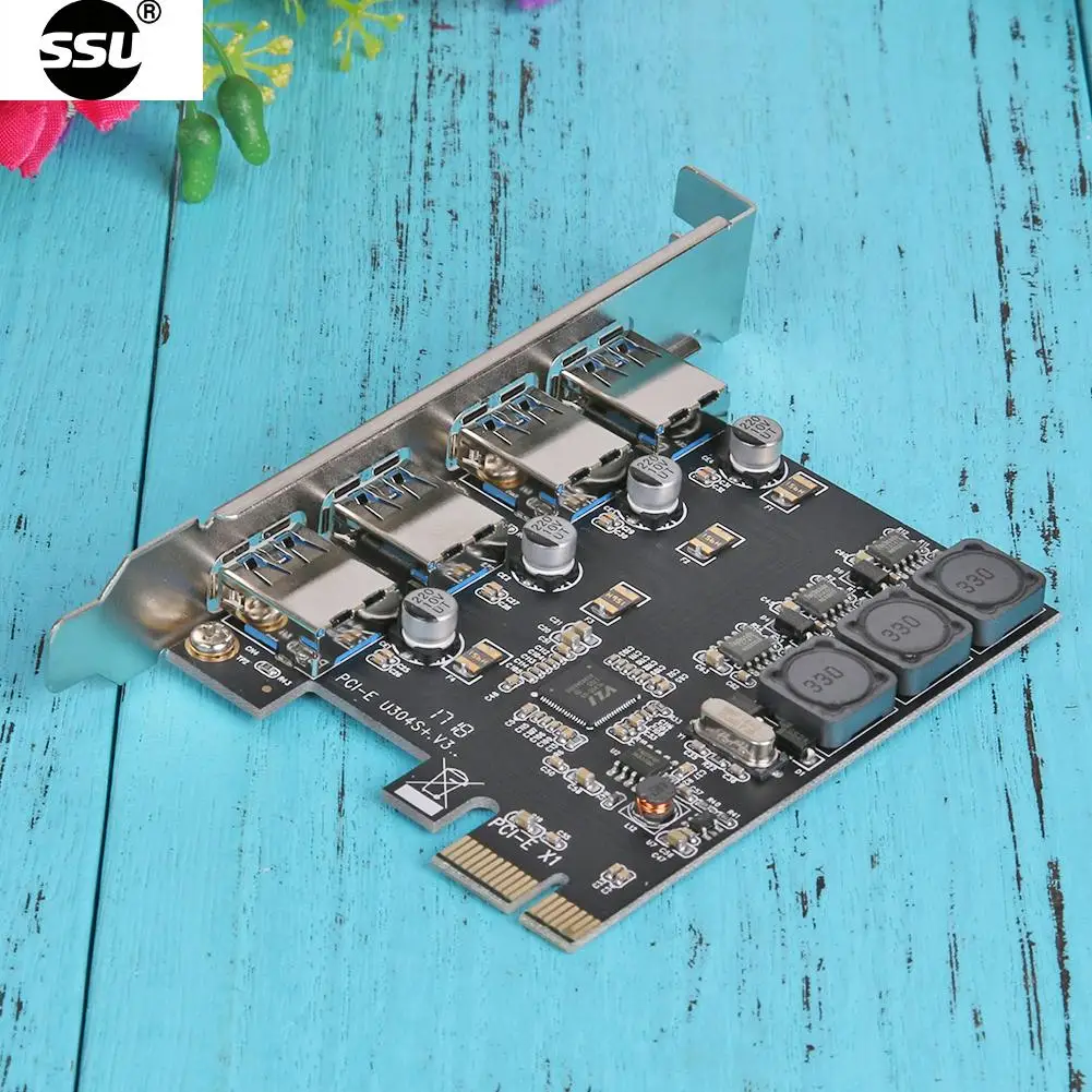 ALLOYSEED 4 порта USB 3 0 PCIe карта расширения PCI Express usb-хаб адаптер SSU U3V04S 4-портовый USB3.0