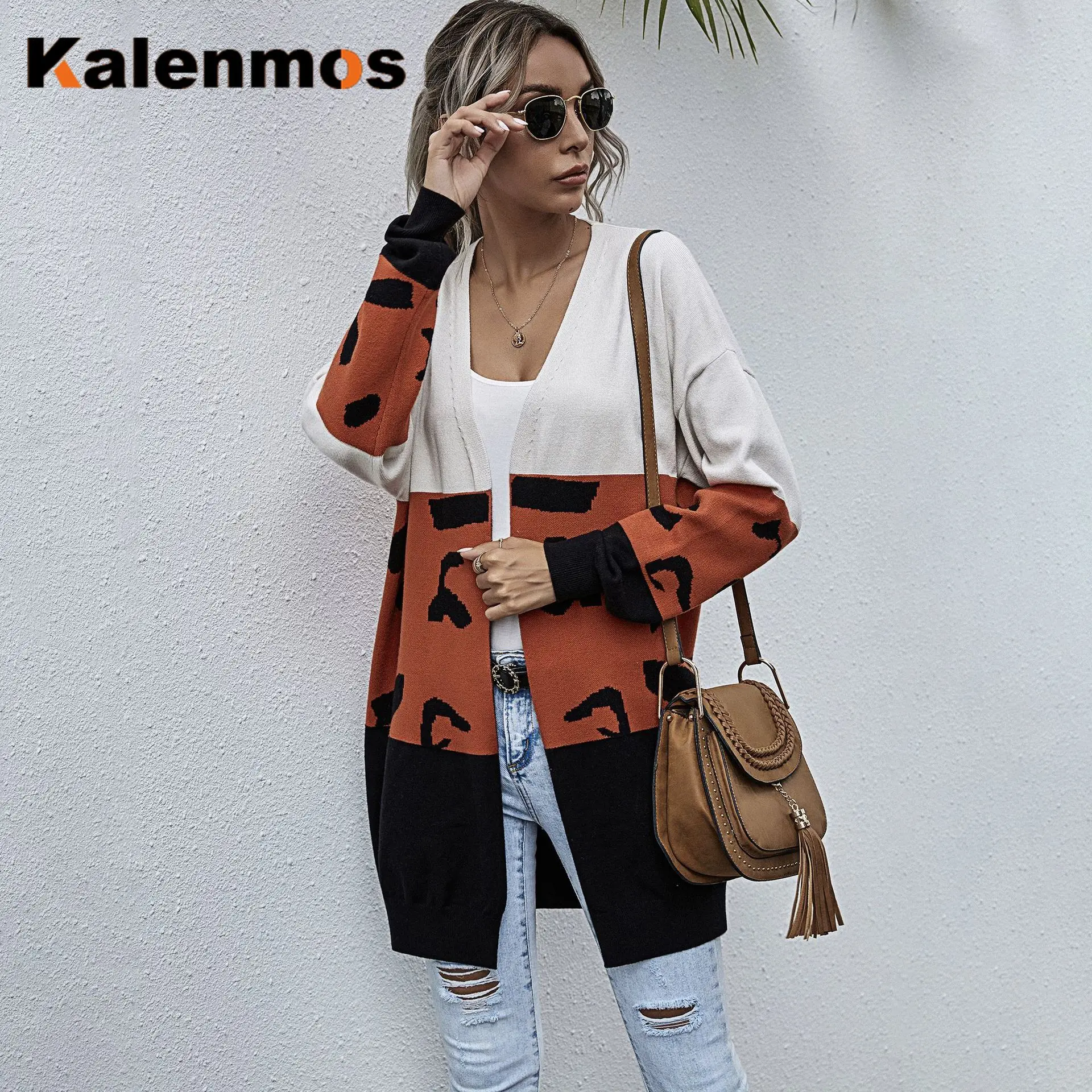 Женский длинный кардиган в стиле пэчворк бохо с длинным рукавом уличная одежда