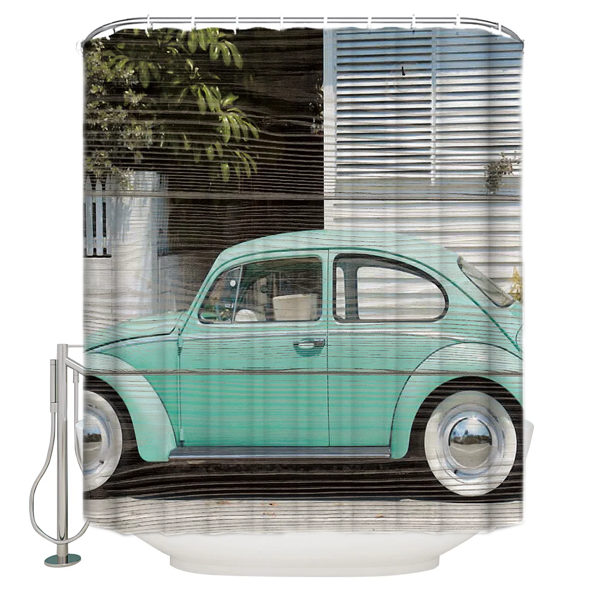 Винтажный деревянный текстурированный фон на винтажном автомобиле занавеска