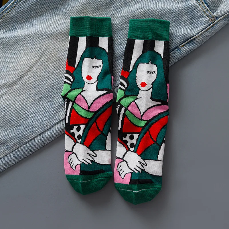 

Creative Women Print Socks Funny Harajuku Socks Fashion Skateboard Cool Sports Socks For Female Casual Cotton Short Hipster