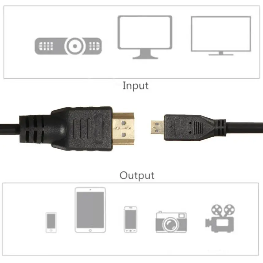 MeterMall микро HDMI в 1080p кабель ТВ AV адаптер 6 футов 1 8 м Мобильные Телефоны Планшеты HD