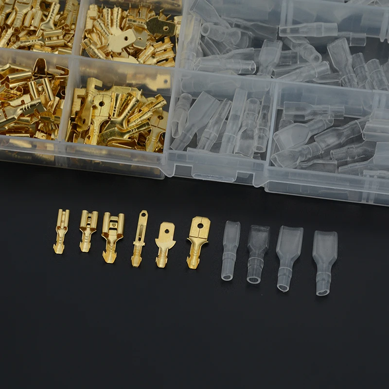 270PCS/box Gold Insulated Wire Connector Electrical Crimp Terminals 2.8 4.8 6.3mm Spade Connectors Assortment Kit | Обустройство дома