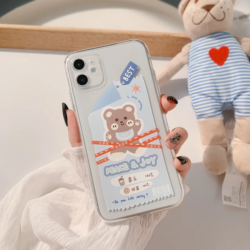 

phone case mobile shell for iphone11 XR XS 7/8/SE 2020 11pro Xs 7p/8plus X/Xs 12 12pro 12pro max 12mini Anti-fall Cartoon Bear