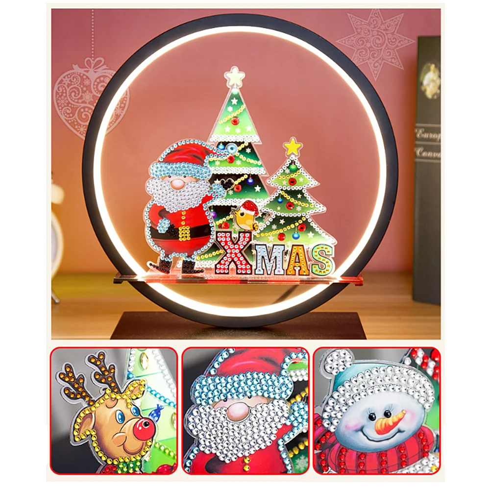 

Cartoon Christmas LED Decoration Light Lamp DIY Drill 5D Diamond Painting Lamp Bedroom Home Desk Decorative Animal Night Lamp