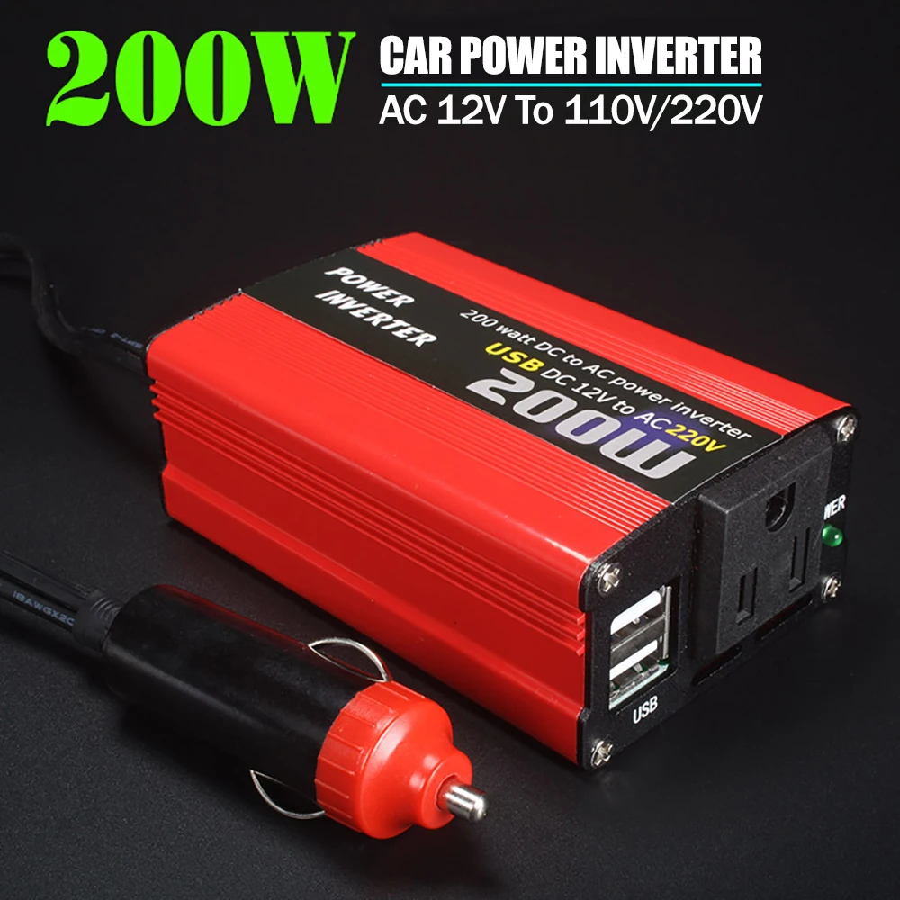 

Cenovis 200W Car Power Inverter 12V 220V AC 110v Converter Auto Charger Converter Adapter Modified Sine Wave EU US JP Socket 4.9