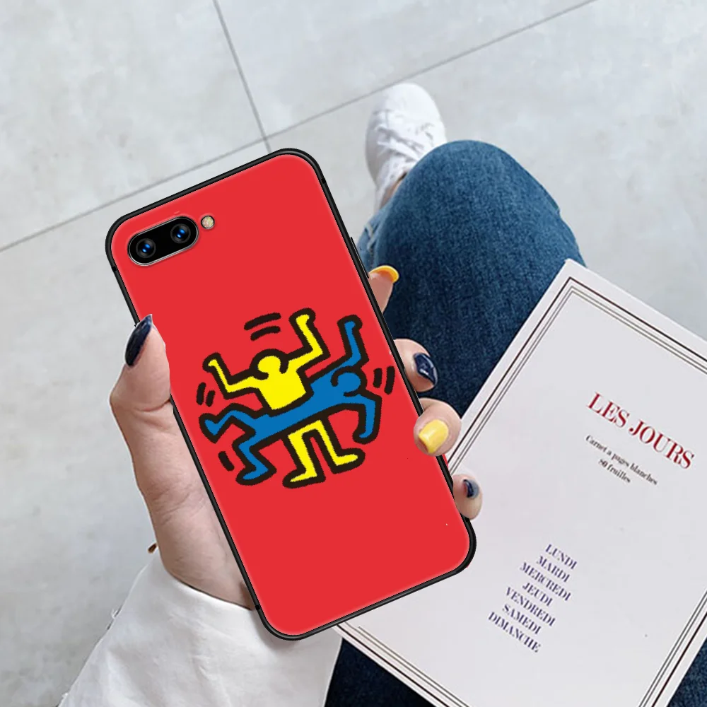 

Keiths Harings Art Abstract Fashion Phone Case Cover Hull For HUAWEI Honor 6A 7A 7C 8 8A 8S 8x 9 9x 10 10i 20 Lite Pro black