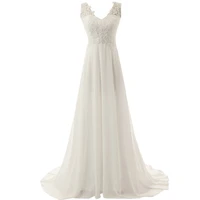 luxury beach bridal gown chiffon lace appliques wedding dress 2020 whitelvory backless vestido de noiva boho wedding dress