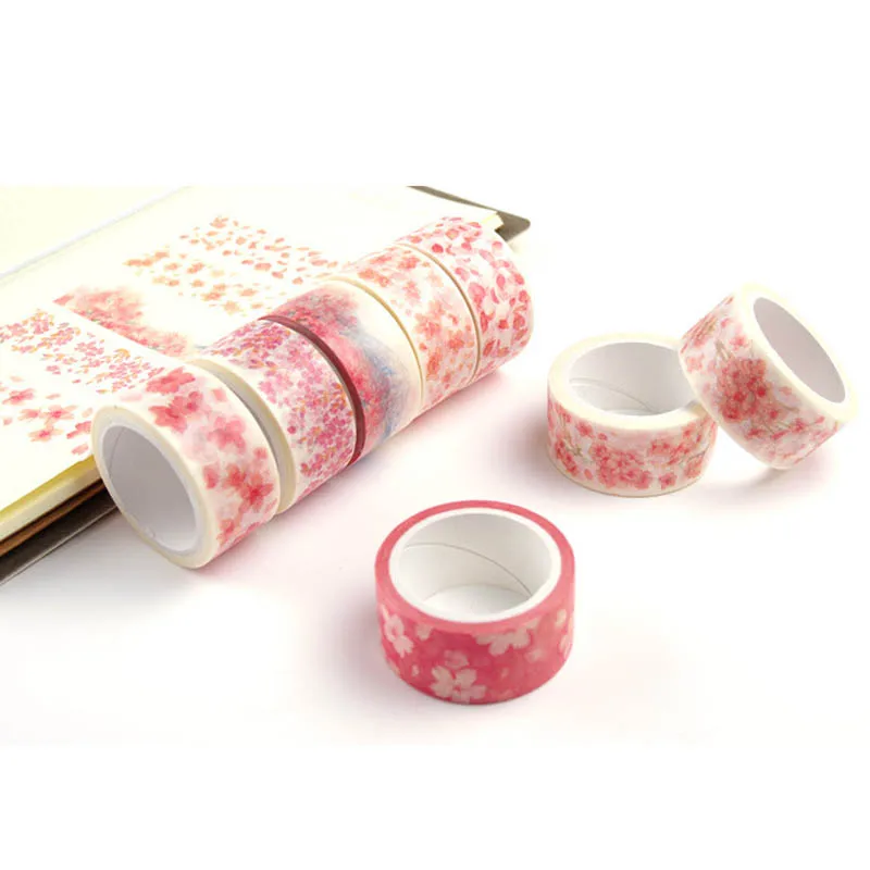 

Self Adhesive Romantic Cherry Blossom School Office Supply 20mm x 7m Washi Tape Label Masking Craft Tape