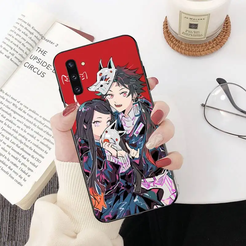 PENGHUWAN Demon Slayer Nezuko Anime Black Soft Shell Phone Case Capa for Samsung Note 3 4 5 7 8 9 10 pro M10 20 30 | Мобильные