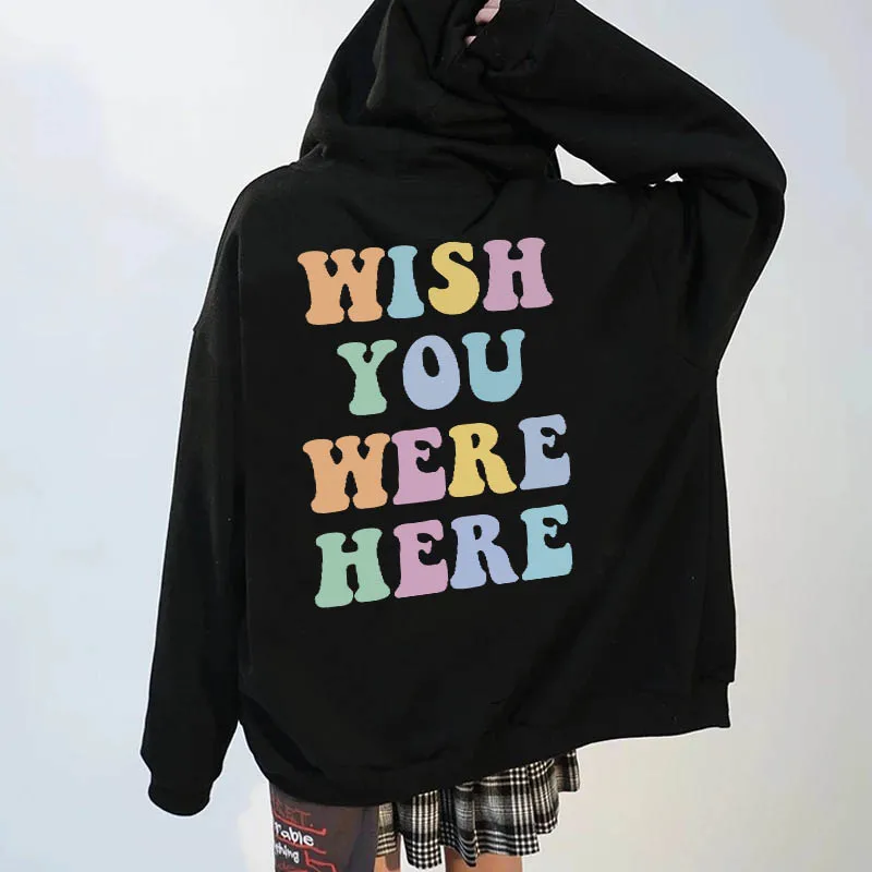 

Осень-зима 2021, толстовки в стиле хип-хоп с надписью Wish You Here, мужские и женские толстовки, флисовая толстовка большого размера, одежда для подростков и пар