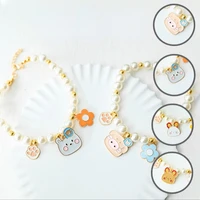 pet pearl collars cat kitten photo accessories necklace adjustable fairy cute cartoon dog collars with pendant pet jewelry