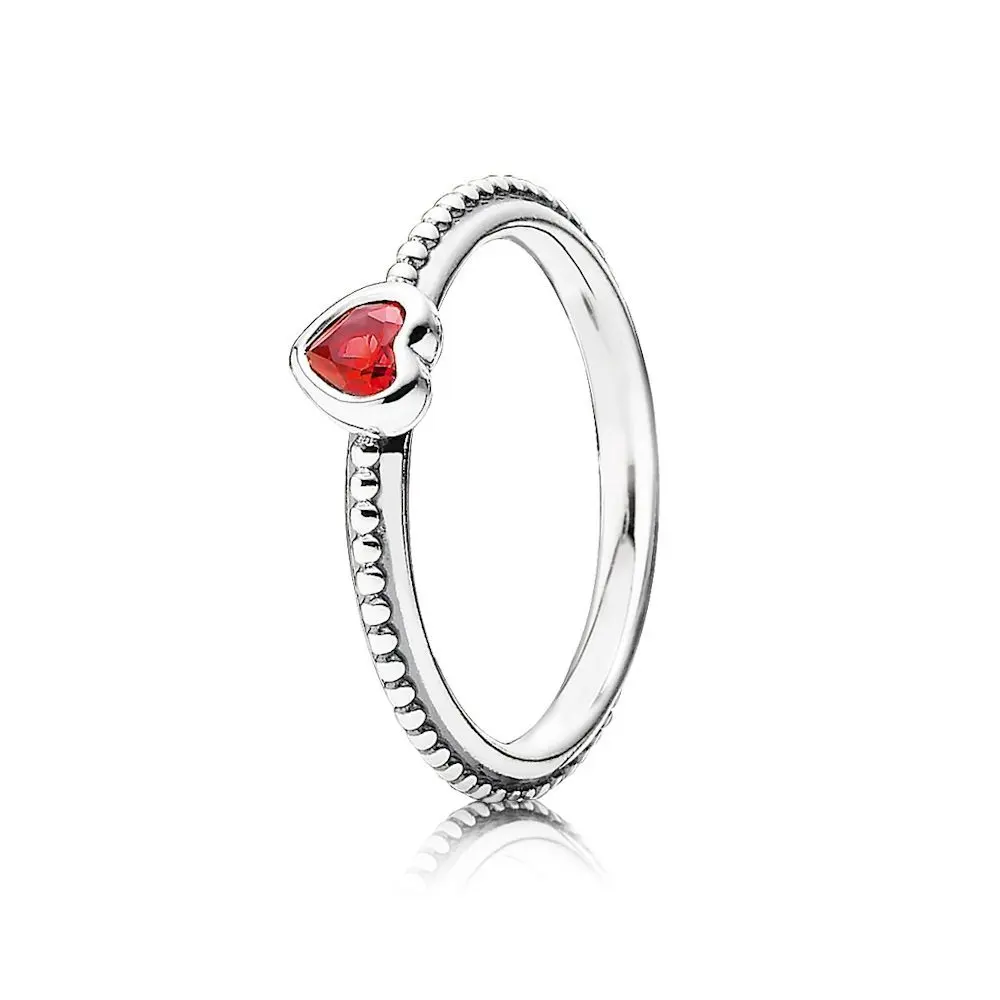 

925 Sterling Silver One Love with Ruby Zirconia Ring For Women