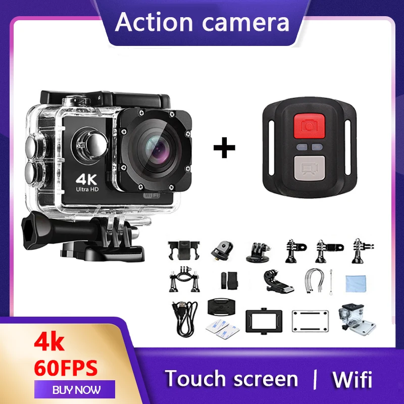 Экшн камера 4K Ultra HD 30fps WiFi 170D 30m Подводная Водонепроницаемая видеозаписывающая s
