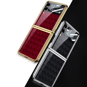 mysterious black case for samsung galaxy z flip 3 cover plating tempered glass hard back cover for galaxy z flip3 5g free global shipping