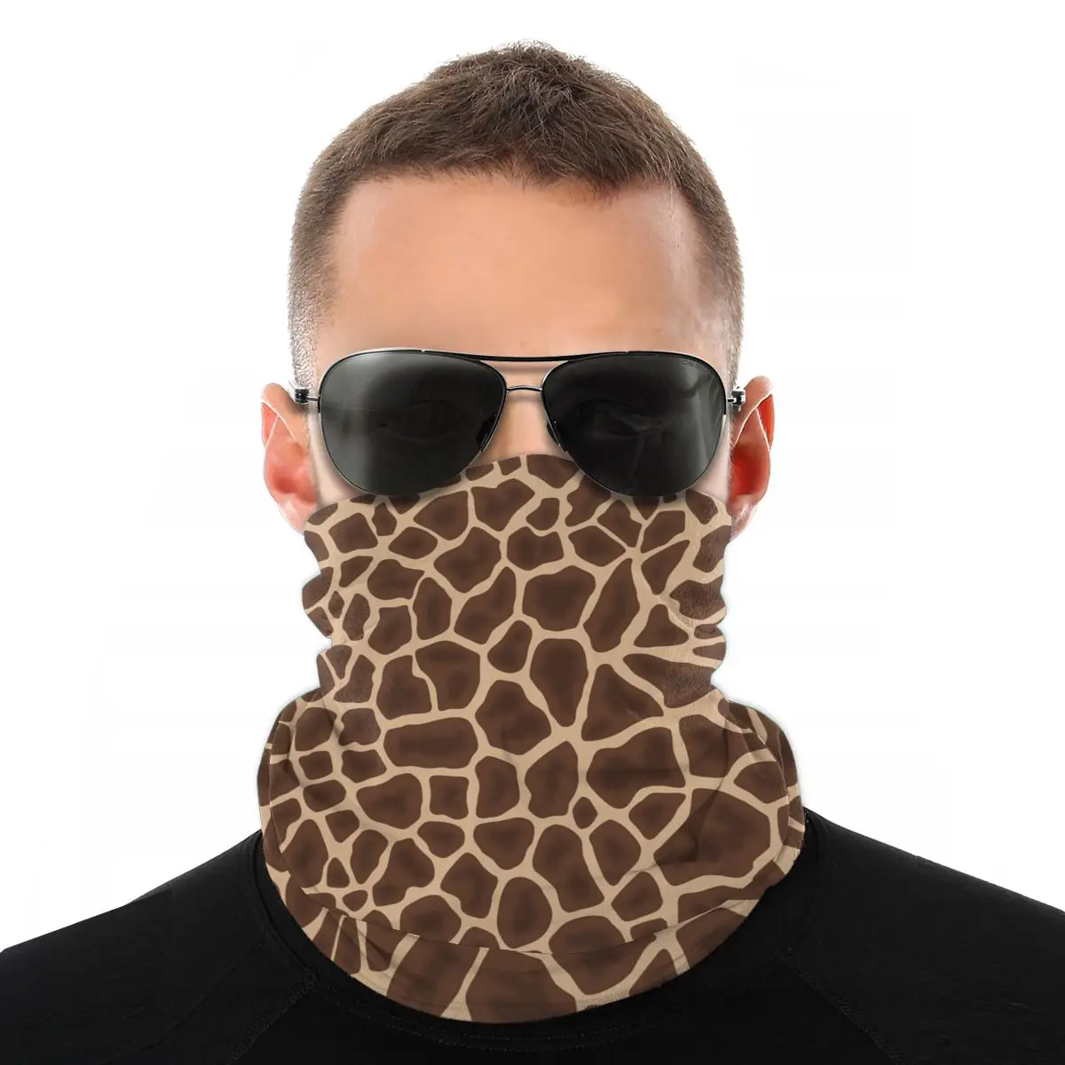 

Brown Giraffe Marks Pressure Scarf Half Face Mask Men Women Halloween Tube Mask Seamless Bandana Dustproof Headband Cycling