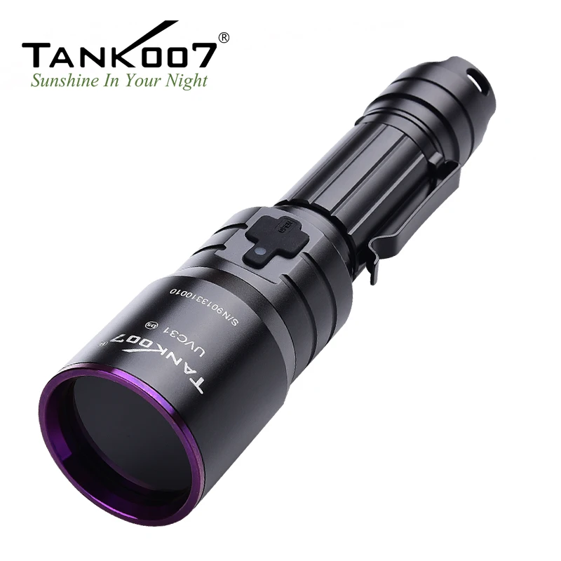 TANK007 UVC31 UV Flashlight Nichia 365nm 5W USB Rechargeable Torch Pure Ultraviolet Light by 18650 Battery for Research