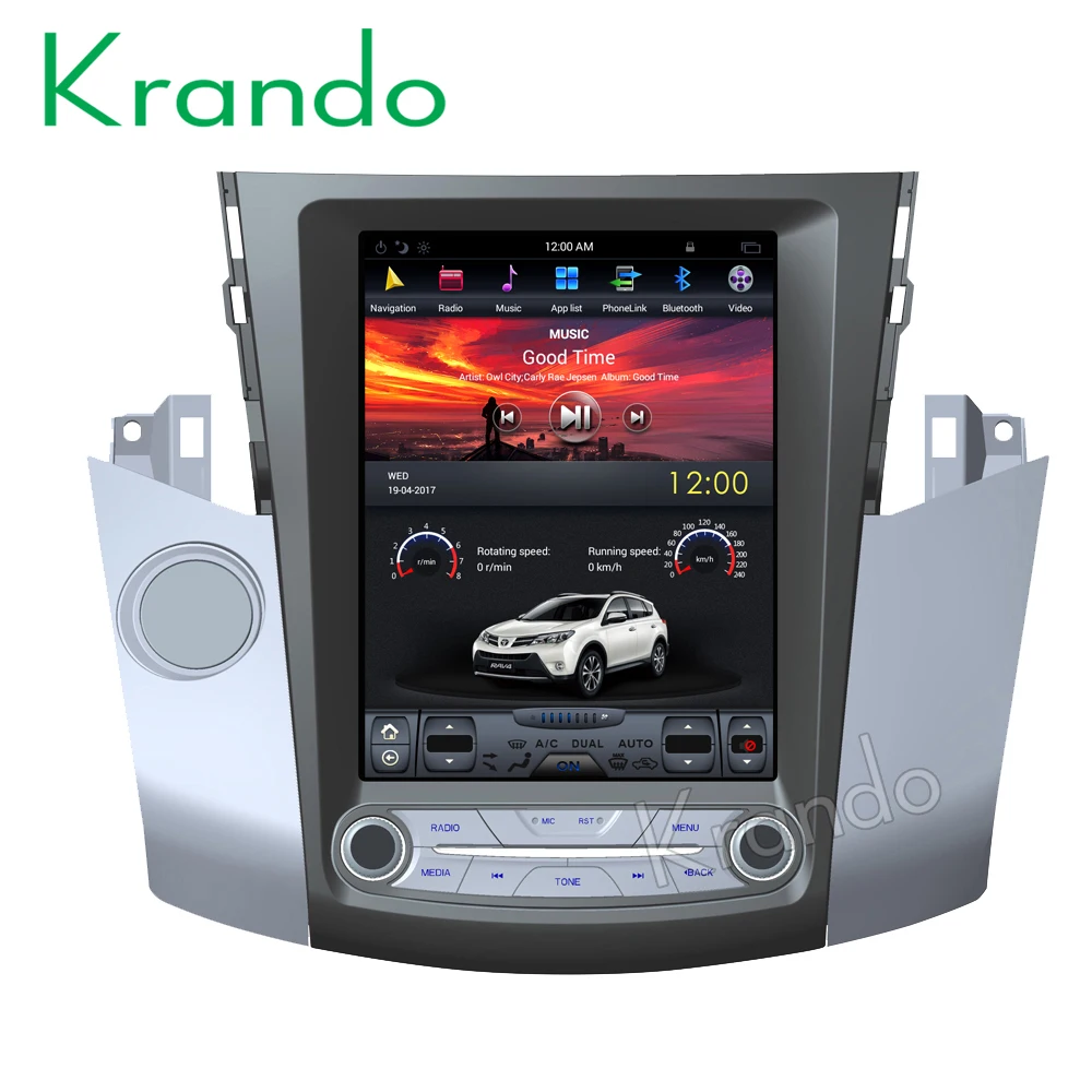 Автомобильный вертикальный мультимедийный плеер Krando Android 9 0 4 Гб ОЗУ 12 1 дюйма в