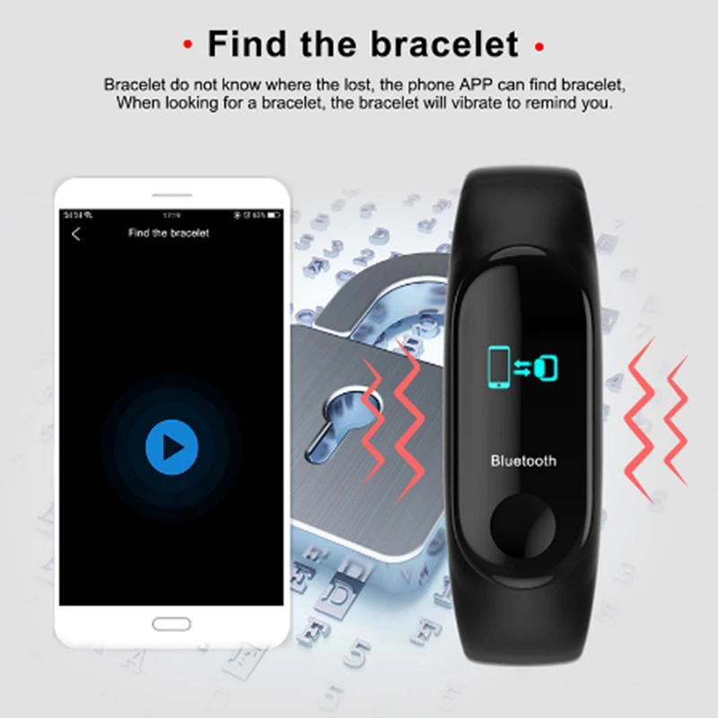 Смарт-браслет M3 Plus Водонепроницаемый Bluetooth спортивный браслет фитнес-трекер