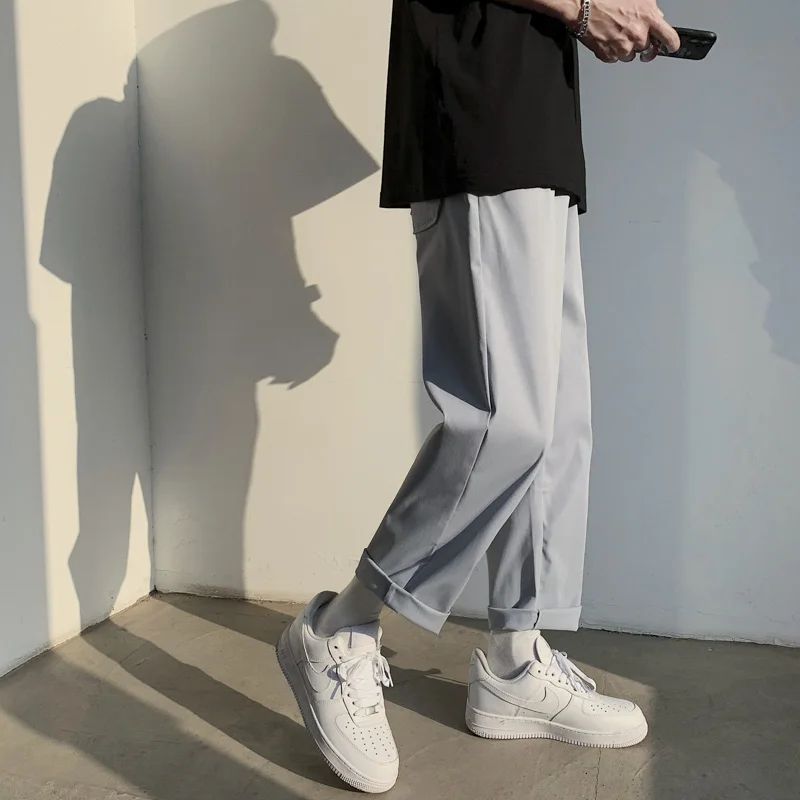 

Korean Version Of Straight-leg Pants Men's Business Casual Loose Suit Pants Men's Harajuku Streetwear Retro Wide-leg Pants Men