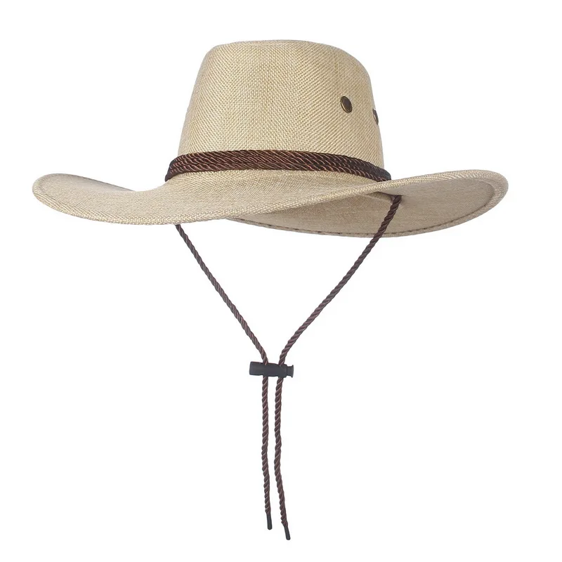 

Western Mens Cowboy Hats Wide Brim Travel Sun Hat Cowgirl Polyester Sombrero Cap Outdoor Holiday Chapeau Homme